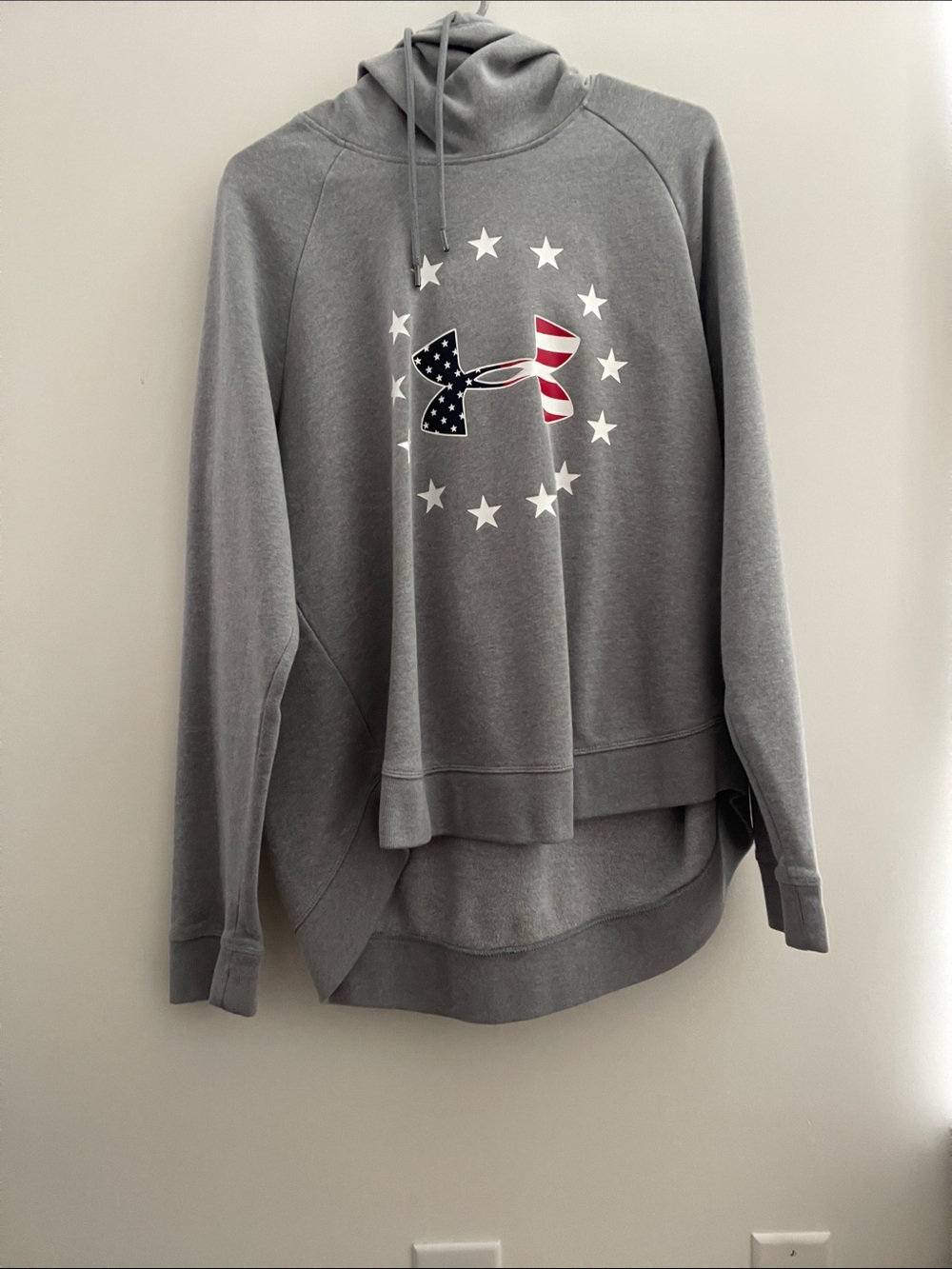 Under Armour Women's Gray Pullover with American Flag Logo